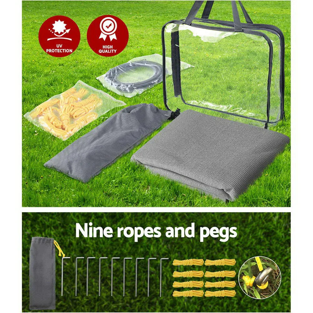 Caravan Privacy Screen Roll Out Awning 4Mx1.95M End Wall Side Sun Shade Grey - Mekamart Australia