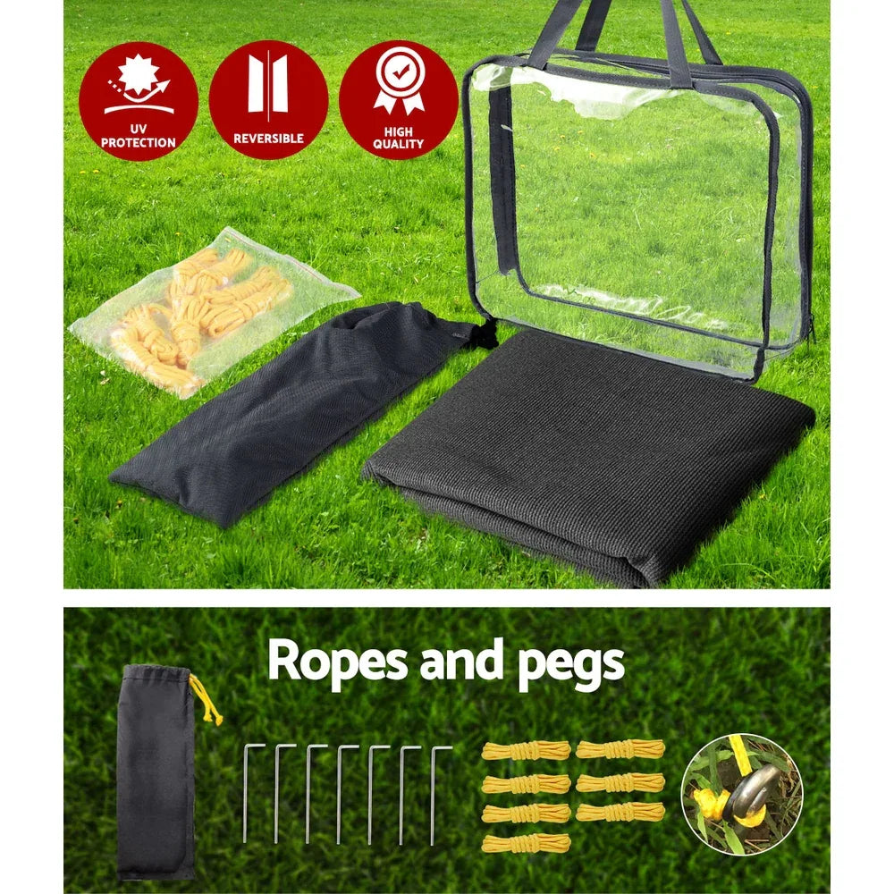 Caravan Privacy Screen Roll Out Awning 1.95x2.2M Sun Shade End Wall Side Black - Mekamart Australia