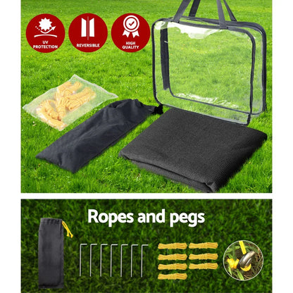 Caravan Privacy Screen Roll Out Awning 1.95x2.2M Sun Shade End Wall Side Black - Mekamart Australia
