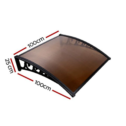 Instahut Window Door Awning 1mx1m Brown - Mekamart Australia