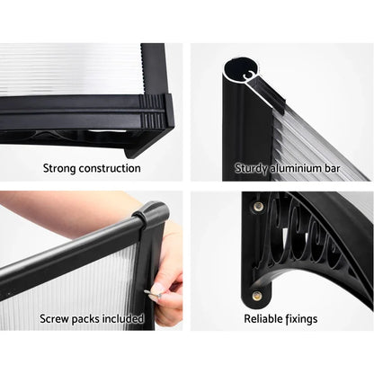 Instahut Window Door Awning 1mx1.2m Transparent - Mekamart Australia