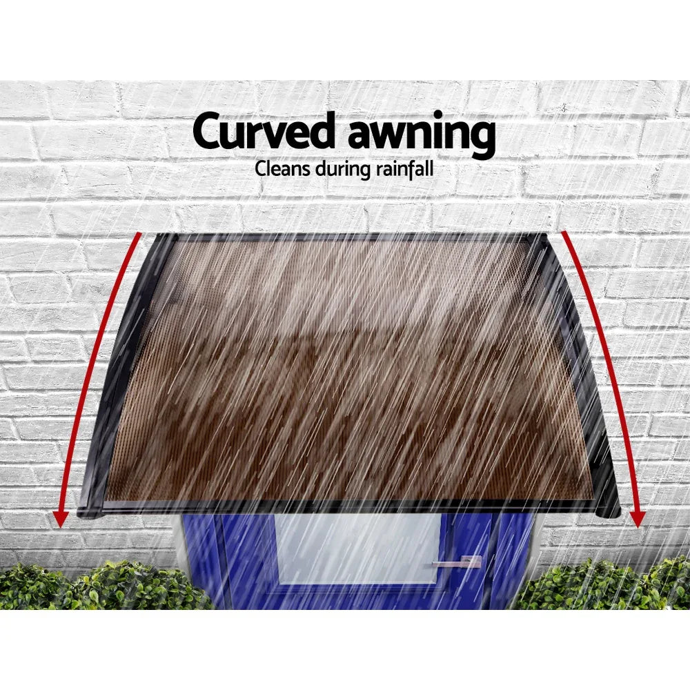 Instahut Window Door Awning 1mx1.2m Brown - Mekamart Australia