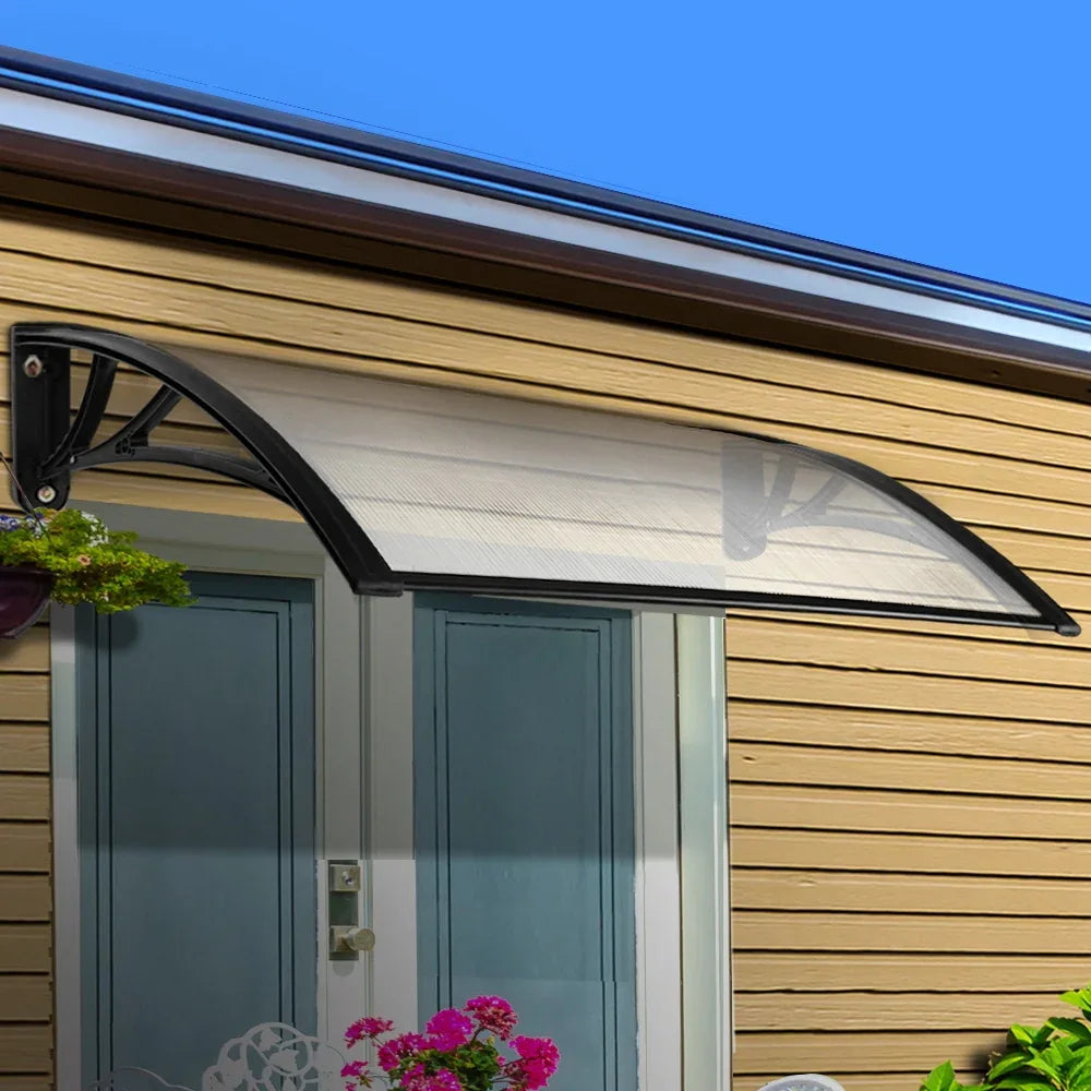 Instahut Window Door Awning 1mx1.5m Transparent - Mekamart Australia