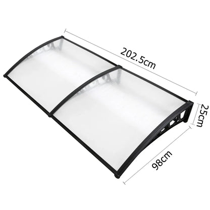 Instahut Window Awning Door Canopy 1mx2m Transparent - Mekamart Australia