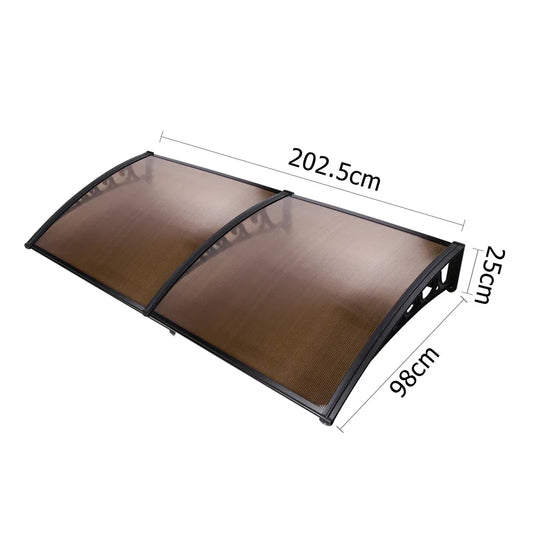 Instahut Window Awning Door Canopy 1m x 2m Brown - Mekamart Australia