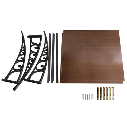 Instahut Window Awning Door Canopy 1m x 2m Brown - Mekamart Australia