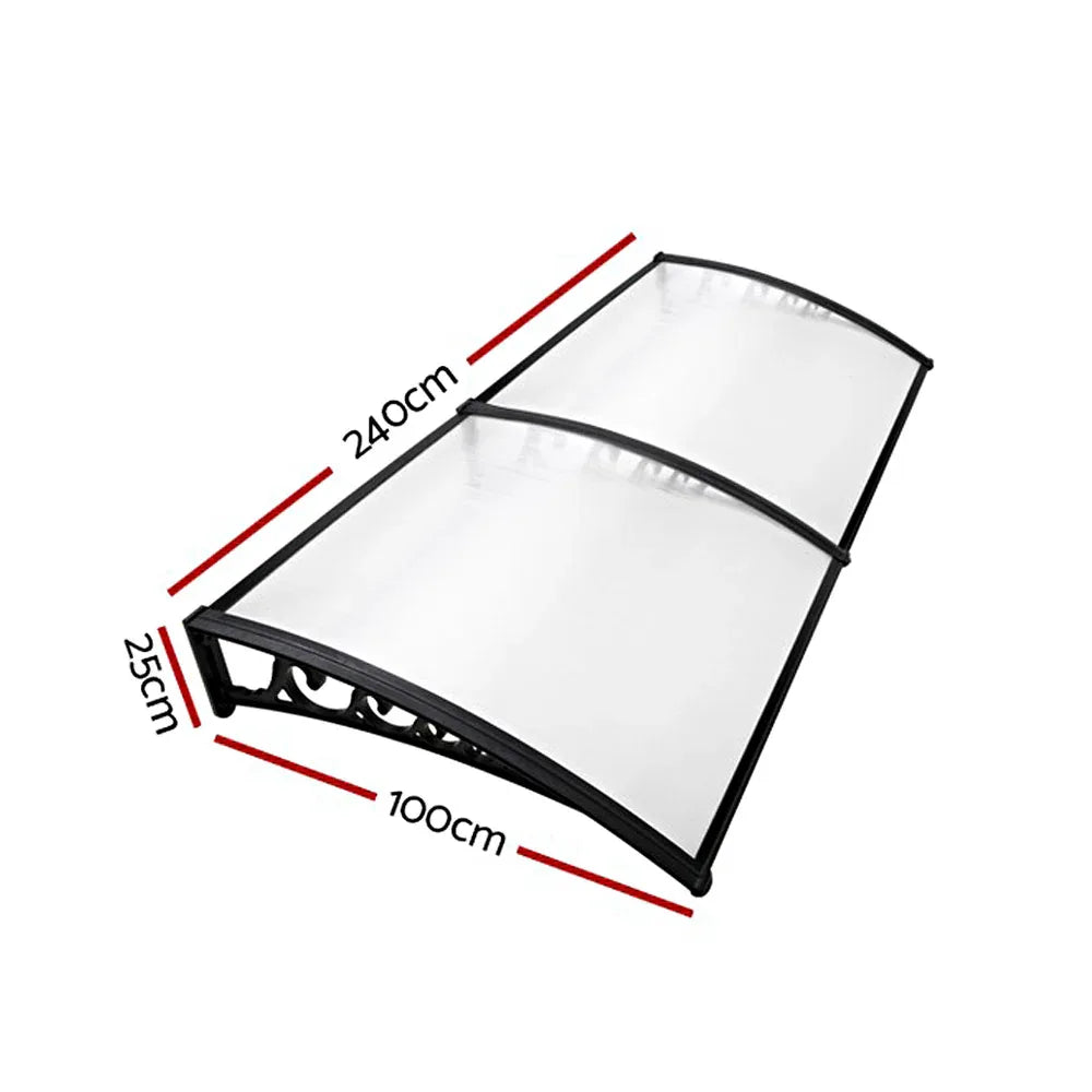 Instahut Window Door Awning 1mx2.4m Transparent - Mekamart Australia