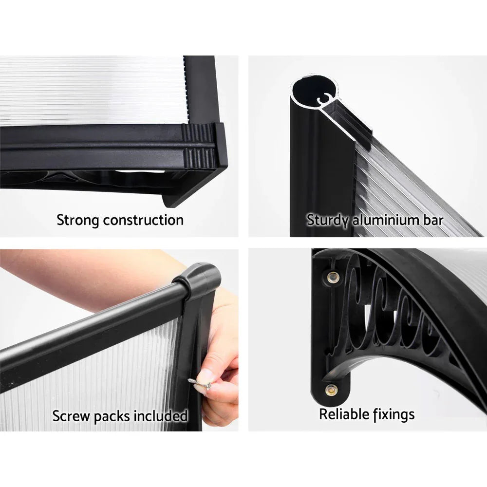 Instahut Window Door Awning 1mx2.4m Transparent - Mekamart Australia