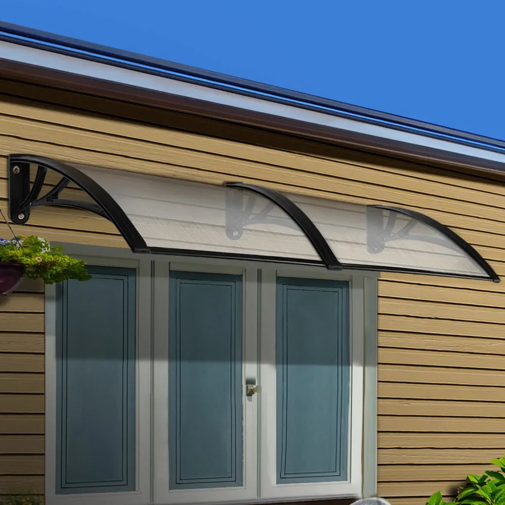 Instahut Window Door Awning 1mx2.4m Transparent - Mekamart Australia