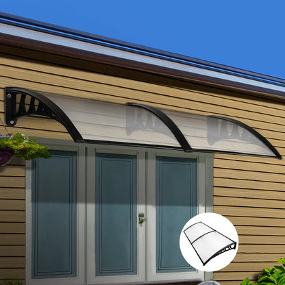 Instahut Window Door Awning 1mx2.4m Transparent - Mekamart Australia