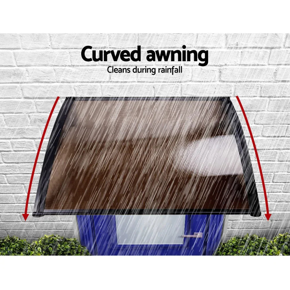 Instahut Window Door Awning 1mx4m Brown - Mekamart Australia
