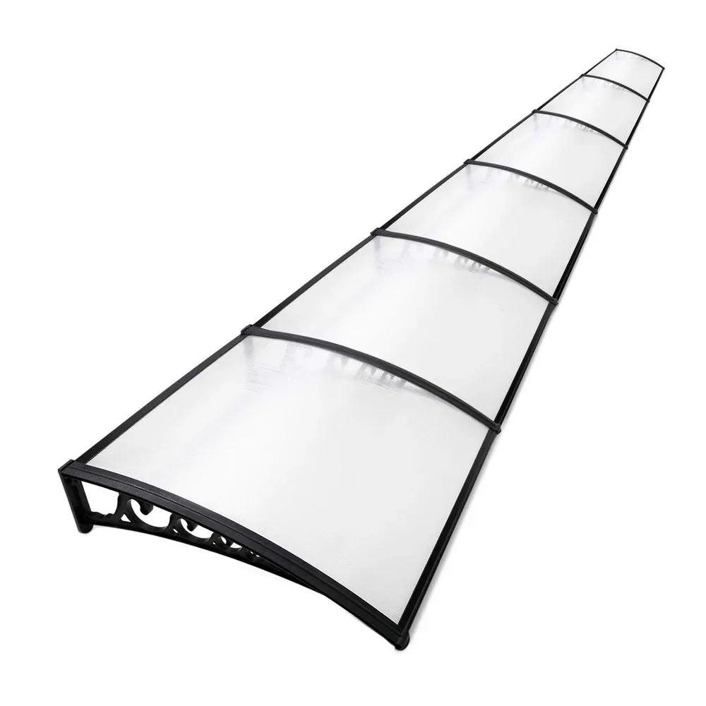 Instahut Window Door Awning 1mx6m Transparent Plastic Frame - Mekamart Australia
