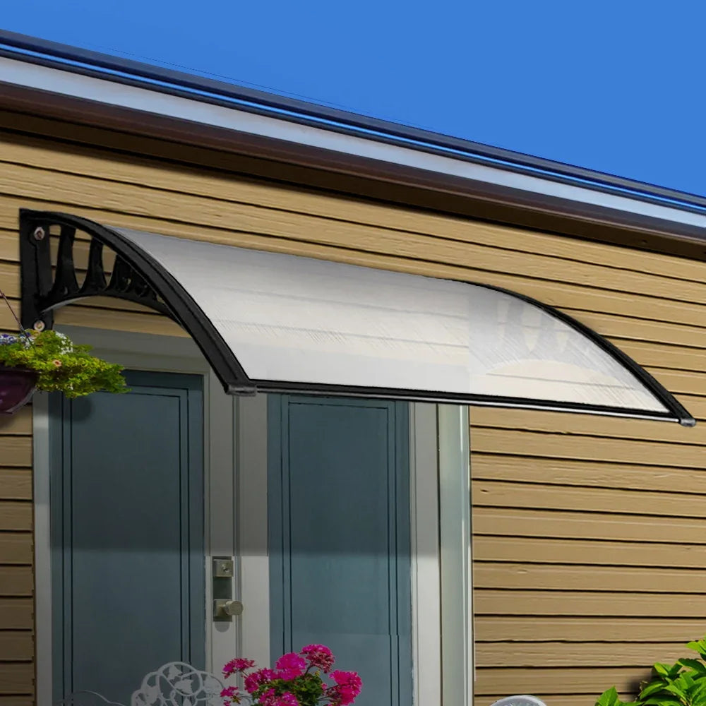 Instahut Window Door Awning 1mx6m Transparent Plastic Frame - Mekamart Australia