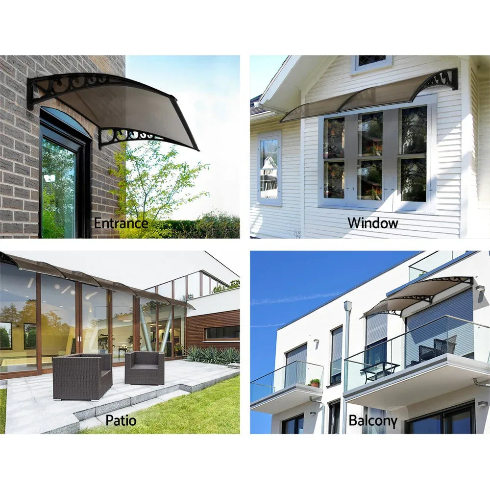 Instahut Window Door Awning 1mx6m - Brown - Mekamart Australia