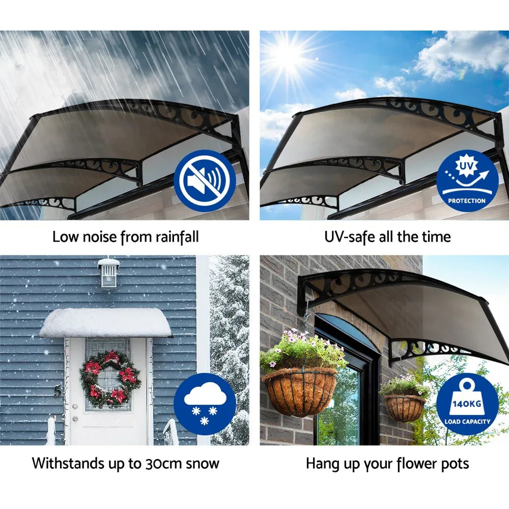Instahut Window Door Awning 1mx6m - Brown - Mekamart Australia