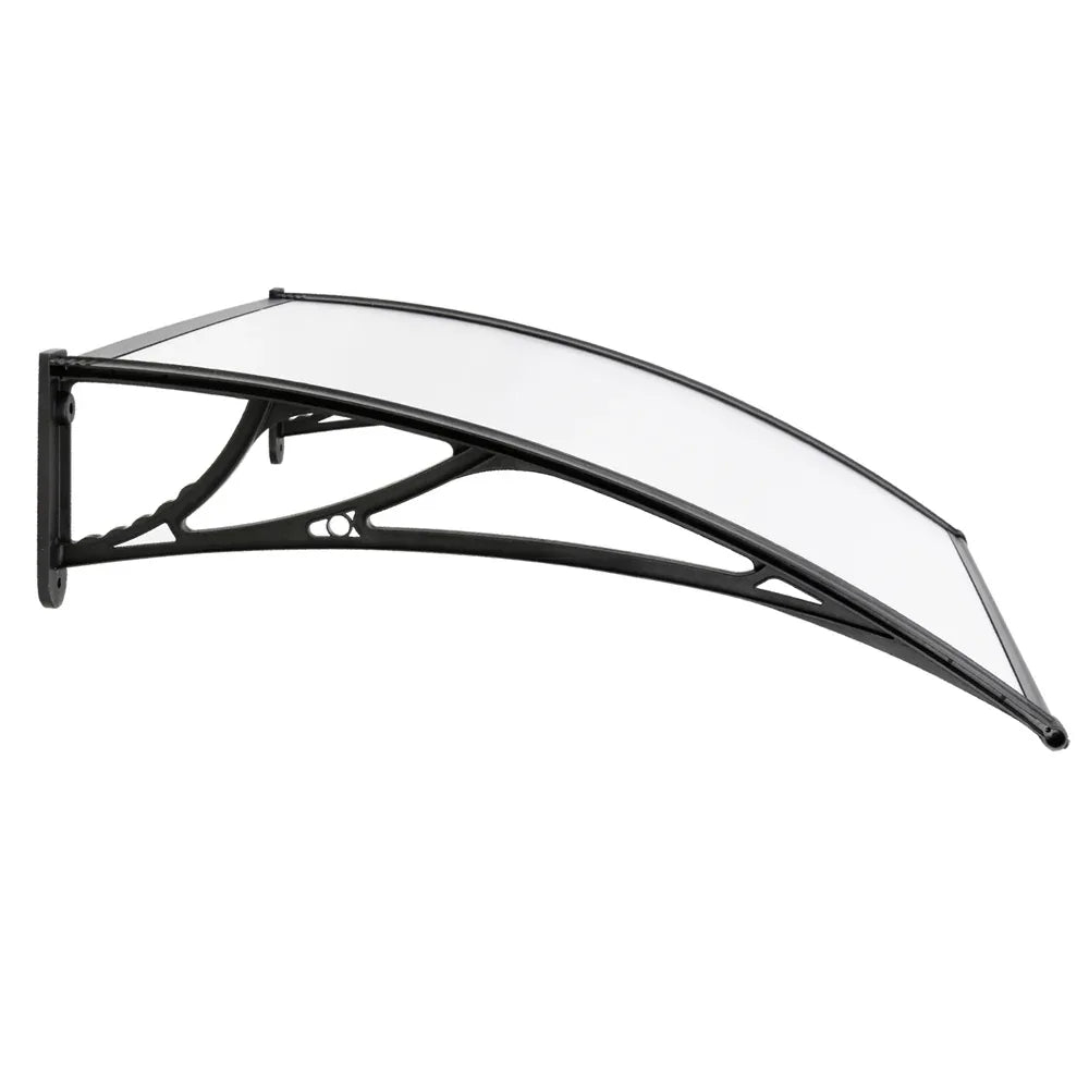 Instahut Window Door Awning Canopy 1mx2m Transparent Sheet Black Plastic Frame - Mekamart Australia