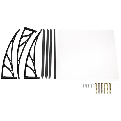 Instahut Window Door Awning Canopy 1mx2m Transparent Sheet Black Plastic Frame - Mekamart Australia