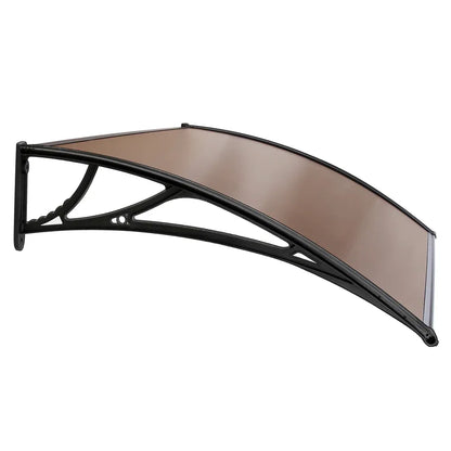 Instahut Window Door Awning Canopy 1mx2m Brown Sheet Black Plastic Frame - Mekamart Australia