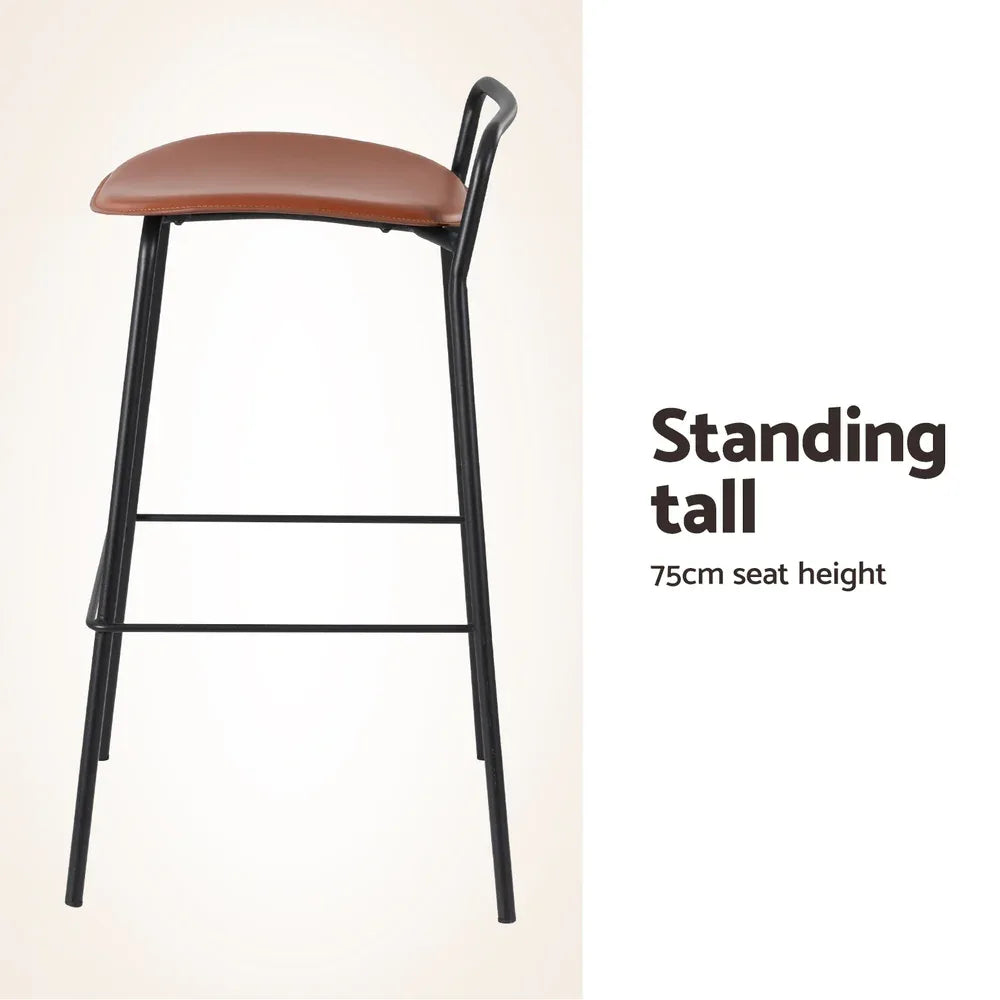 2x Artiss Bar Stools Kitchen Counter Stools Metal Brown - Mekamart Australia