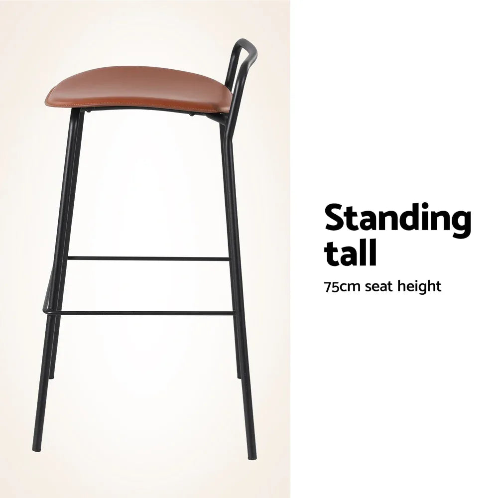 4x Artiss Bar Stools Kitchen Counter Dining Chair Metal Brown - Mekamart Australia