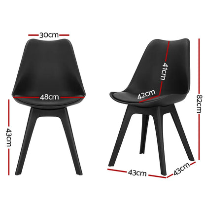 Artiss Dining Chairs Set of 4 Leather Plastic DSW Replica Black - Mekamart Australia