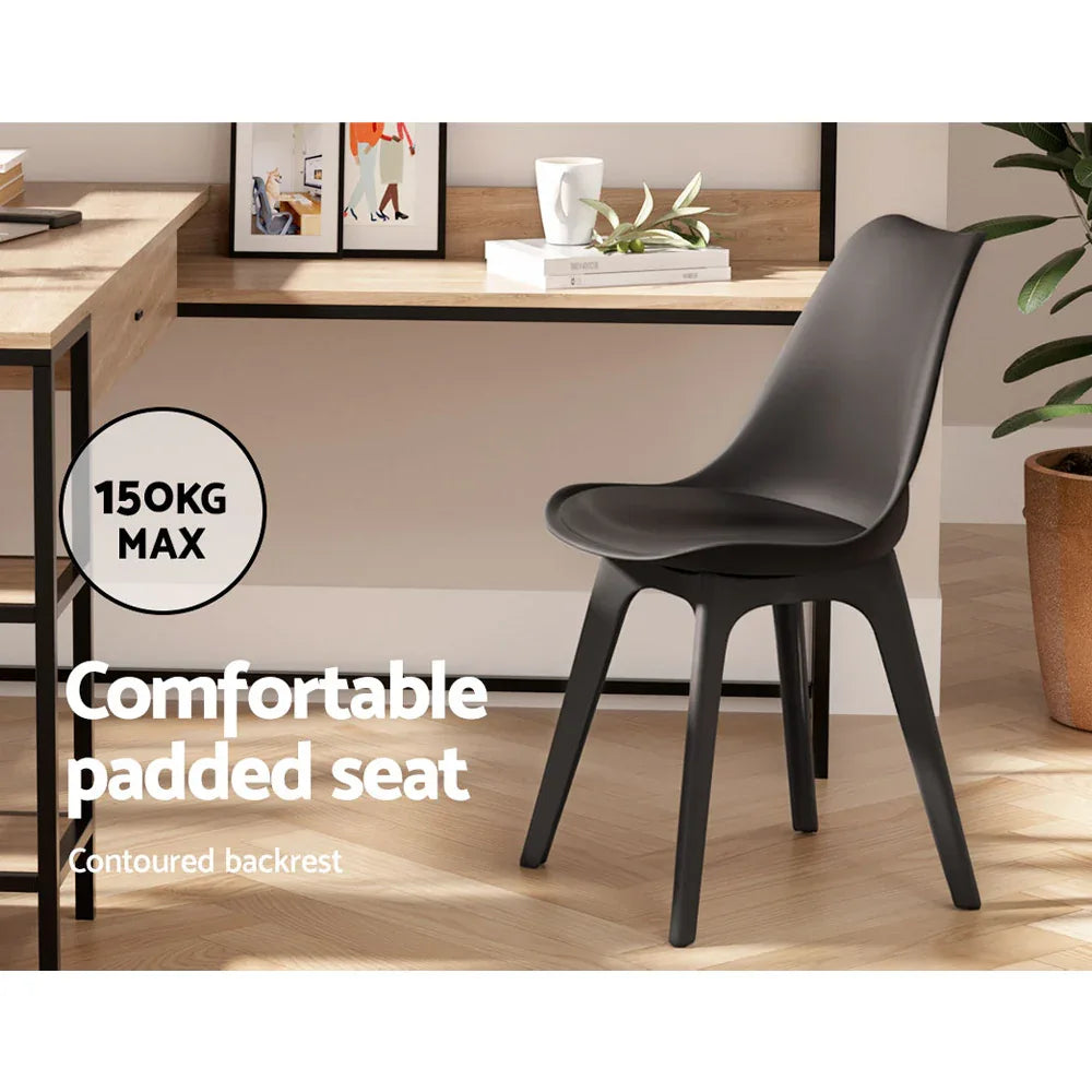 Artiss Dining Chairs Set of 4 Leather Plastic DSW Replica Black - Mekamart Australia