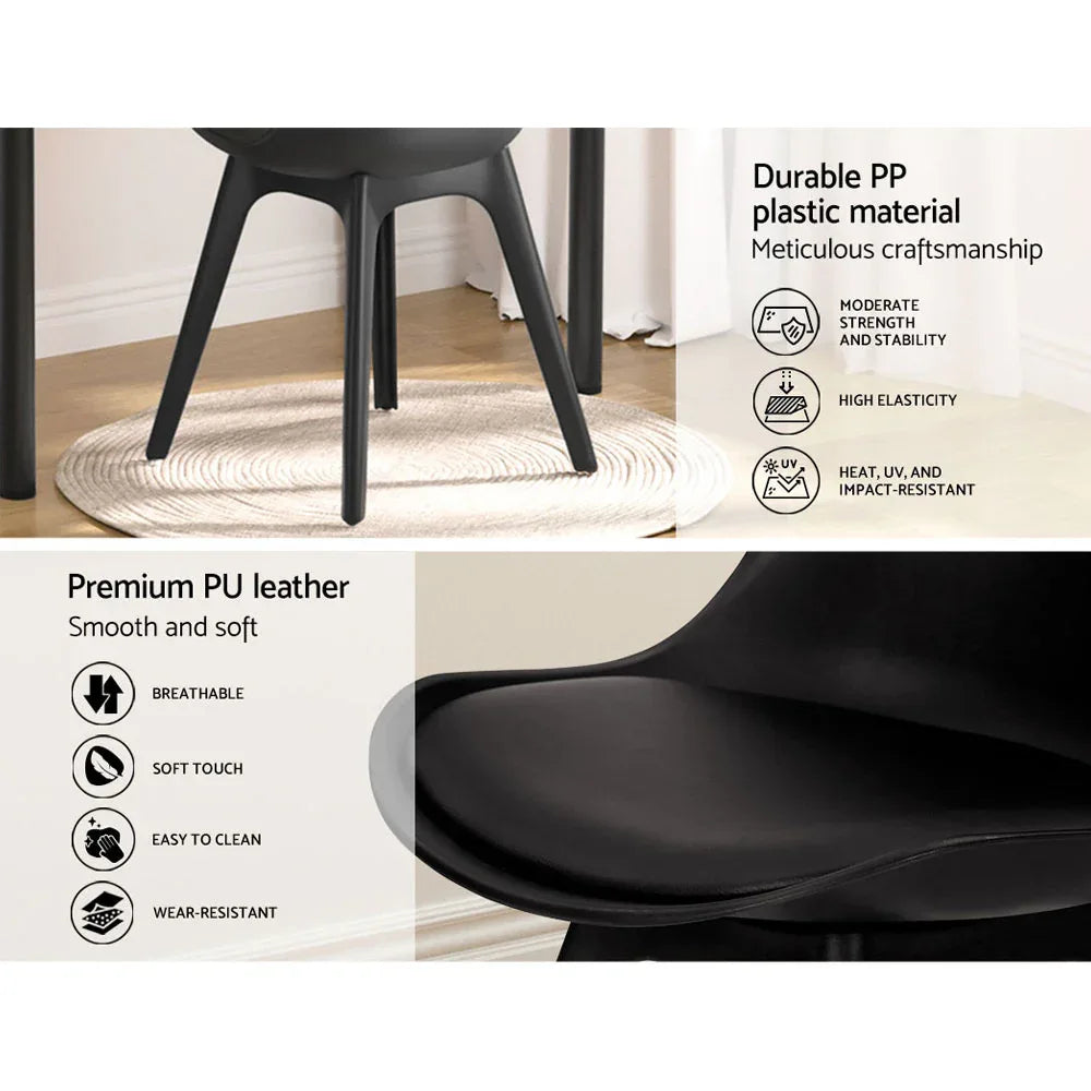 Artiss Dining Chairs Set of 4 Leather Plastic DSW Replica Black - Mekamart Australia