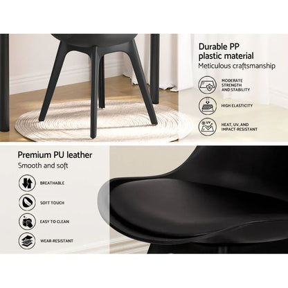 Artiss Dining Chairs Set of 4 Leather Plastic DSW Replica Black - Mekamart Australia