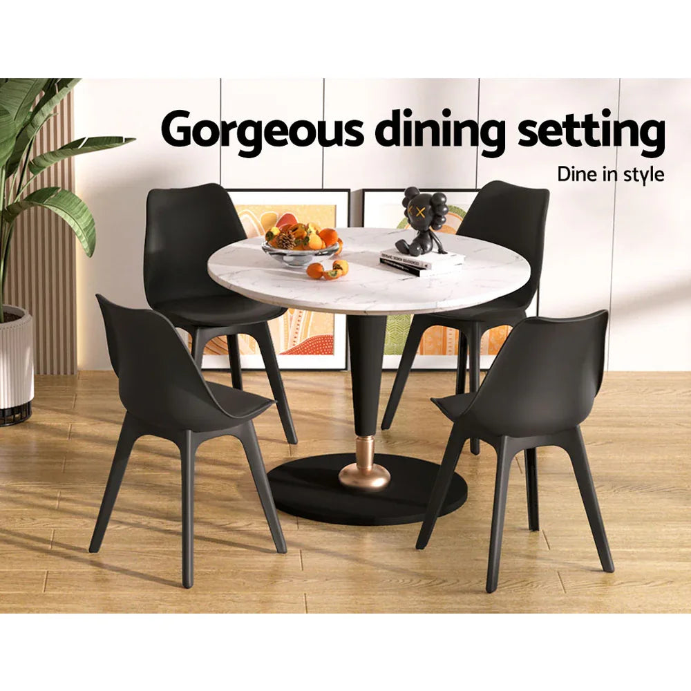 Artiss Dining Chairs Set of 4 Leather Plastic DSW Replica Black - Mekamart Australia