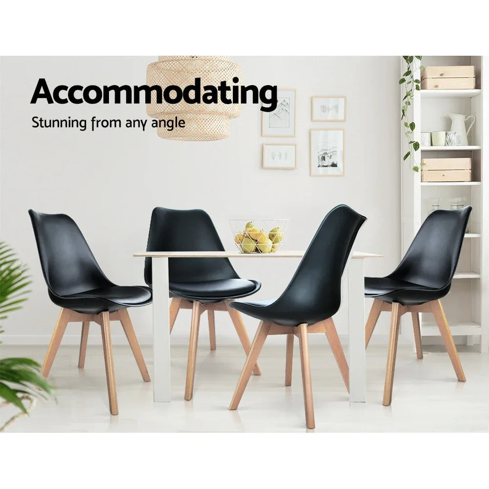 Artiss Dining Chairs Set of 4 Leather Plastic DSW Replica Wooden Black - Mekamart Australia