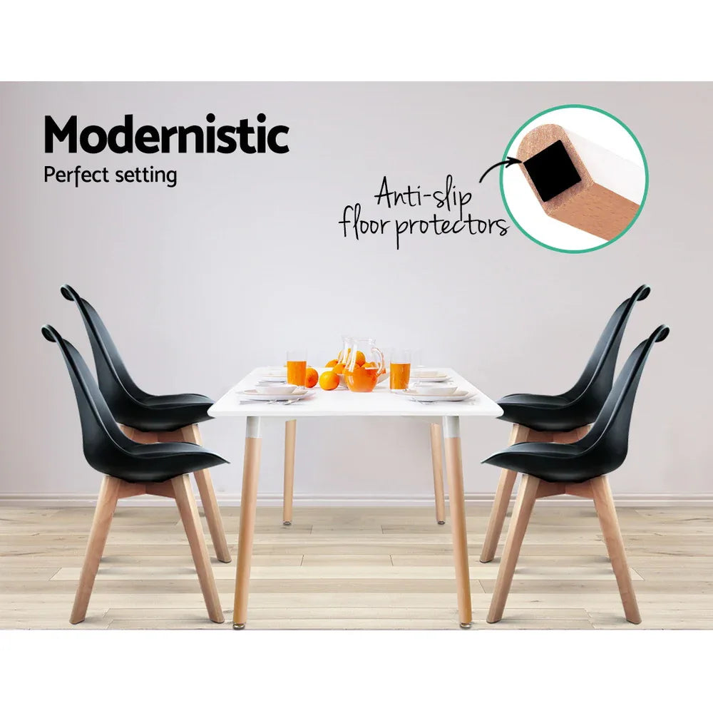 Artiss Dining Chairs Set of 4 Leather Plastic DSW Replica Wooden Black - Mekamart Australia