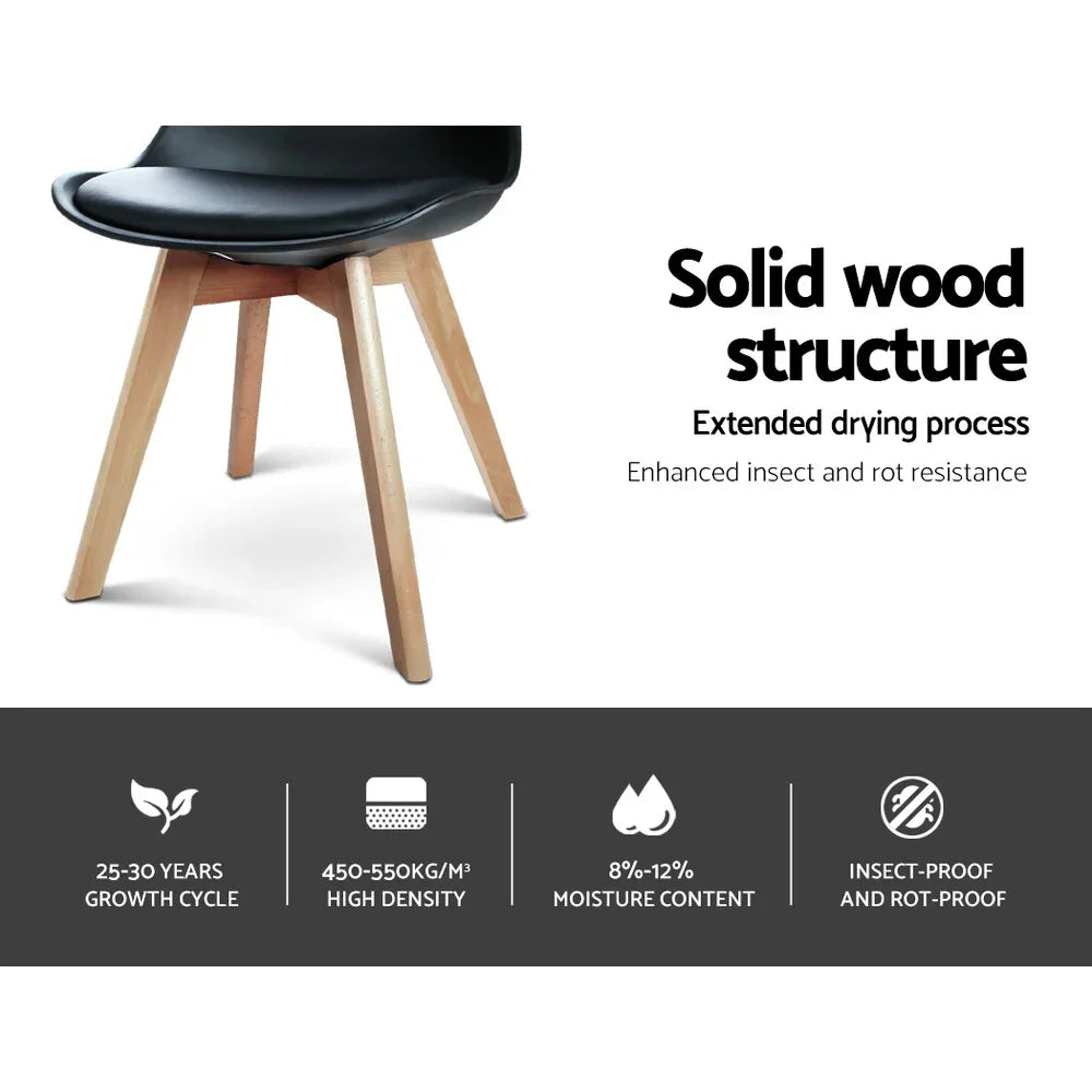 Artiss Dining Chairs Set of 4 Leather Plastic DSW Replica Wooden Black - Mekamart Australia
