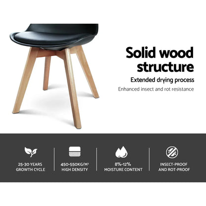 Artiss Dining Chairs Set of 4 Leather Plastic DSW Replica Wooden Black - Mekamart Australia