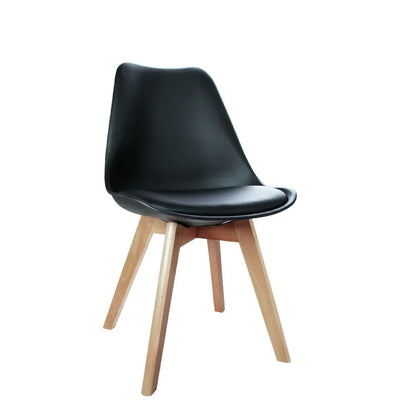 Artiss Dining Chairs Set of 4 Leather Plastic DSW Replica Wooden Black - Mekamart Australia