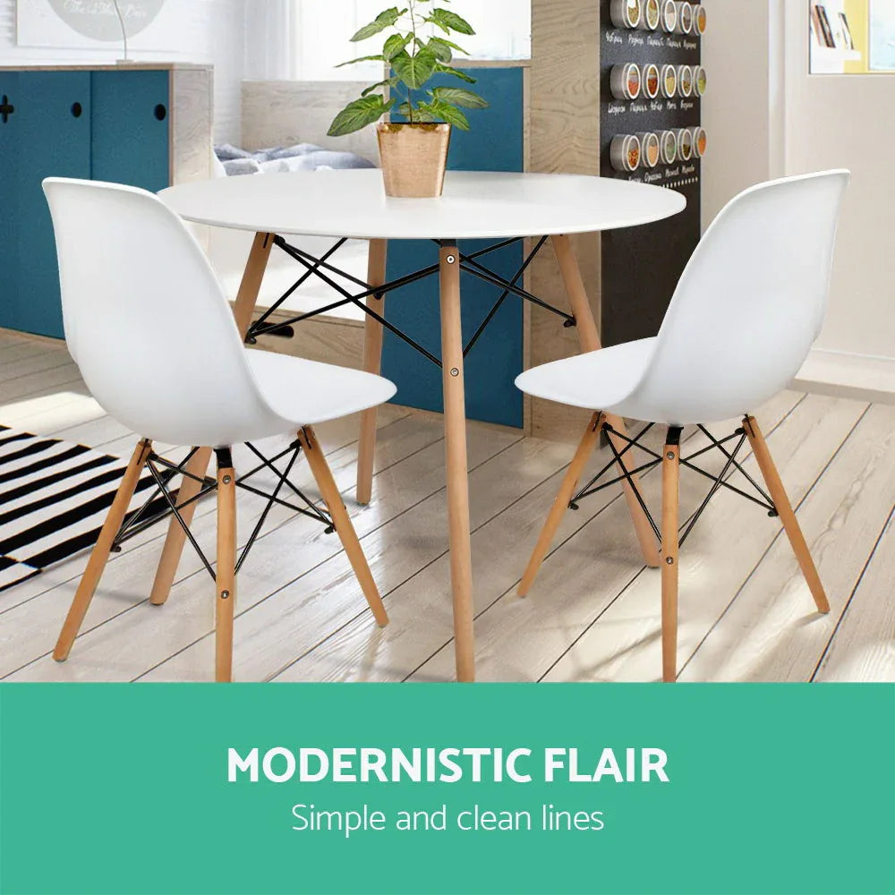 Artiss Dining Table Round White 4 Seater 100CM - Mekamart Australia
