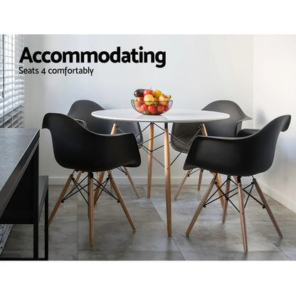 Artiss Dining Table Round White 4 Seater 90CM - Mekamart Australia