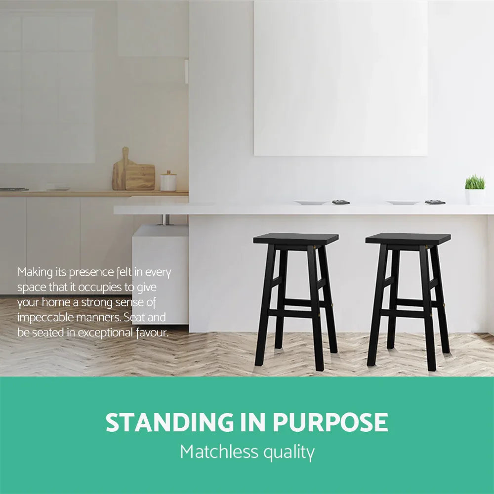 Artiss Bar Stools Kitchen Counter Stools Wooden Chairs Black x2 - Mekamart Australia