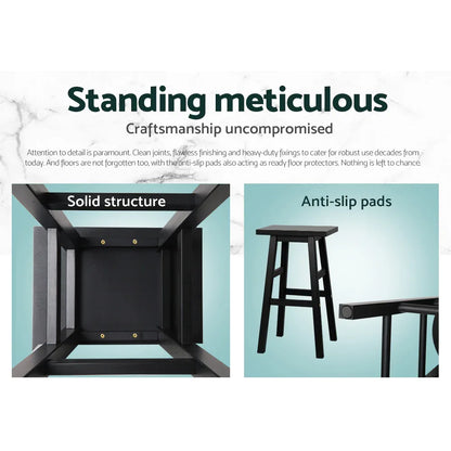 Artiss Bar Stools Kitchen Counter Stools Wooden Chairs Black x2 - Mekamart Australia