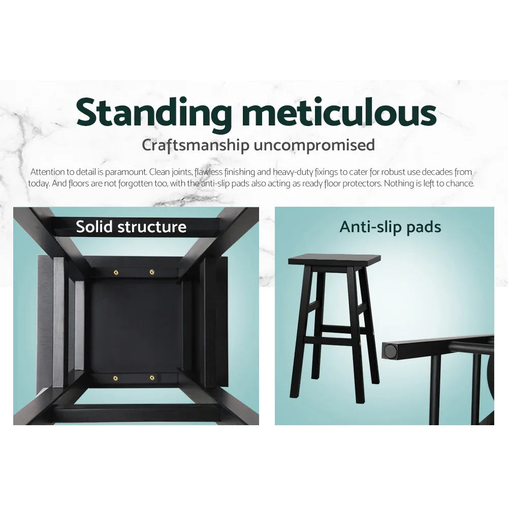 Artiss Bar Stools Kitchen Counter Stools Wooden Chairs Black x4 - Mekamart Australia