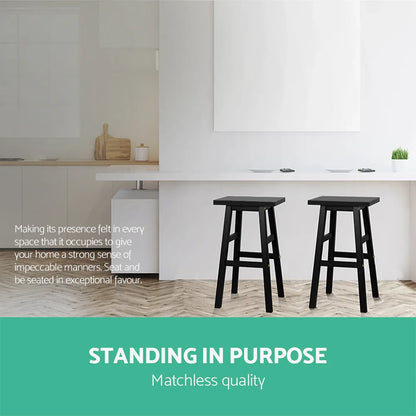 Artiss Bar Stools Kitchen Counter Stools Wooden Chairs Black x4 - Mekamart Australia