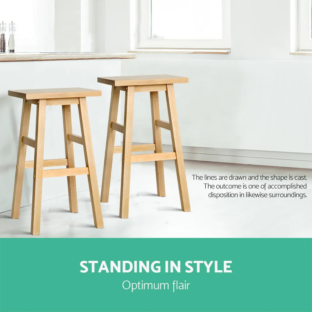 Artiss Bar Stools Kitchen Counter Stools Wooden Chairs Natural x2 - Mekamart Australia