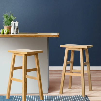 Artiss Bar Stools Kitchen Counter Stools Wooden Chairs Natural x2 - Mekamart Australia