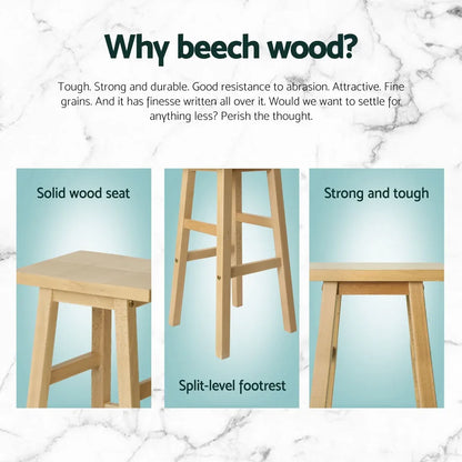 Artiss 4x Bar Stools Kitchen Chairs Wooden Nature - Mekamart Australia