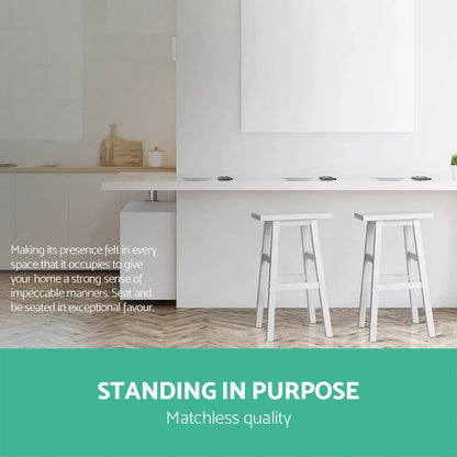 Artiss Bar Stools Kitchen Counter Stools Wooden Chairs White x2 - Mekamart Australia