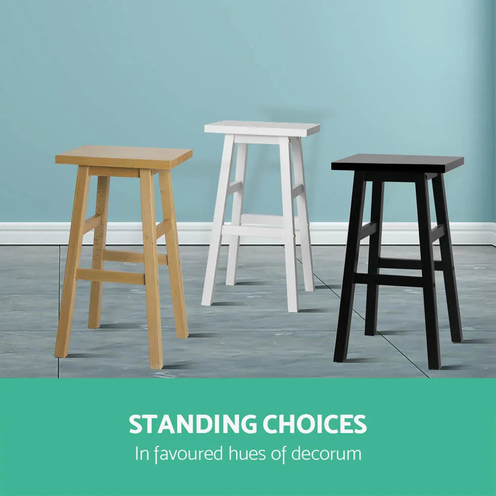 Artiss Bar Stools Kitchen Counter Stools Wooden Chairs White x2 - Mekamart Australia