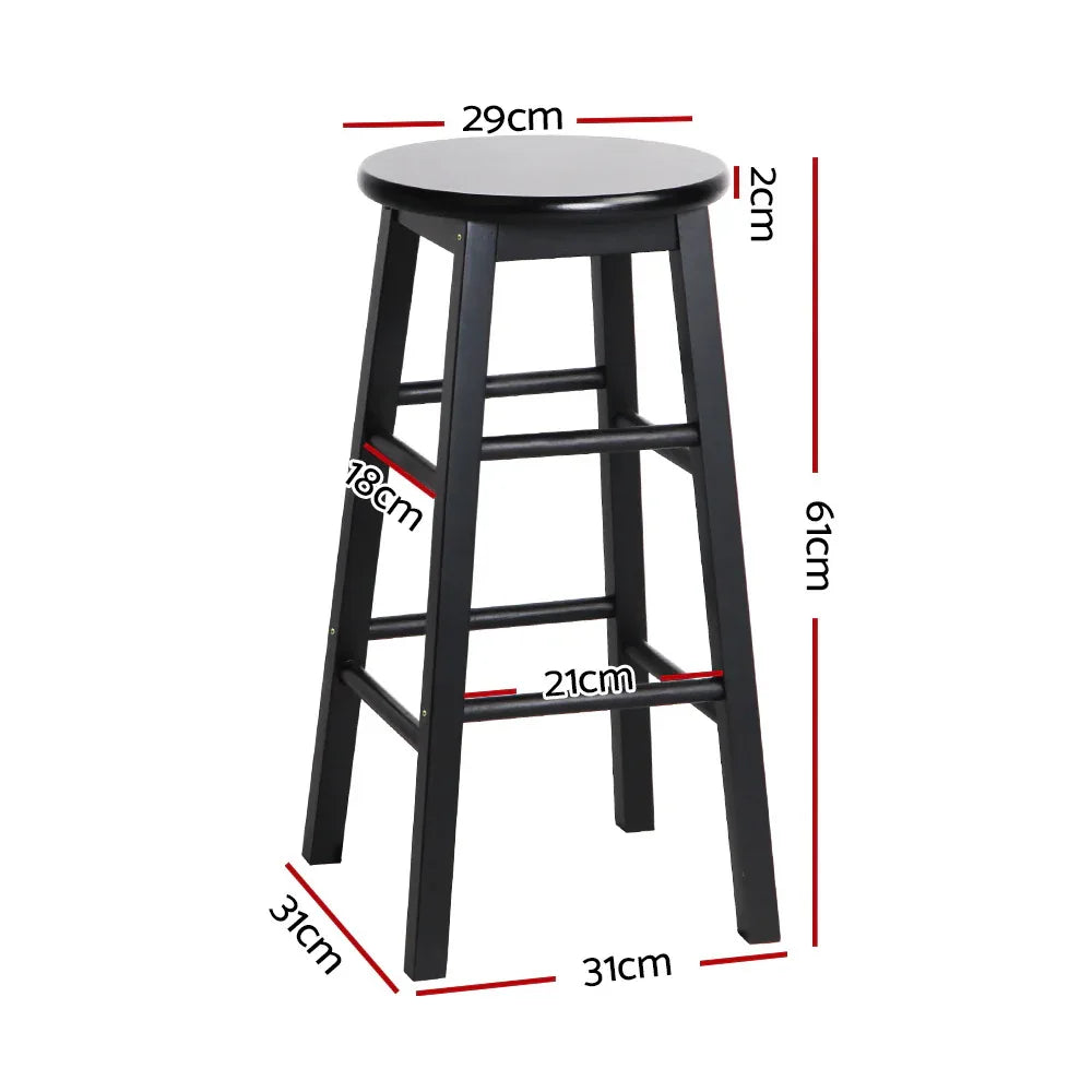 Artiss 2x Bar Stools Round Chairs Wooden Black - Mekamart Australia