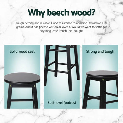 Artiss 4x Bar Stools Round Chairs Wooden Black - Mekamart Australia