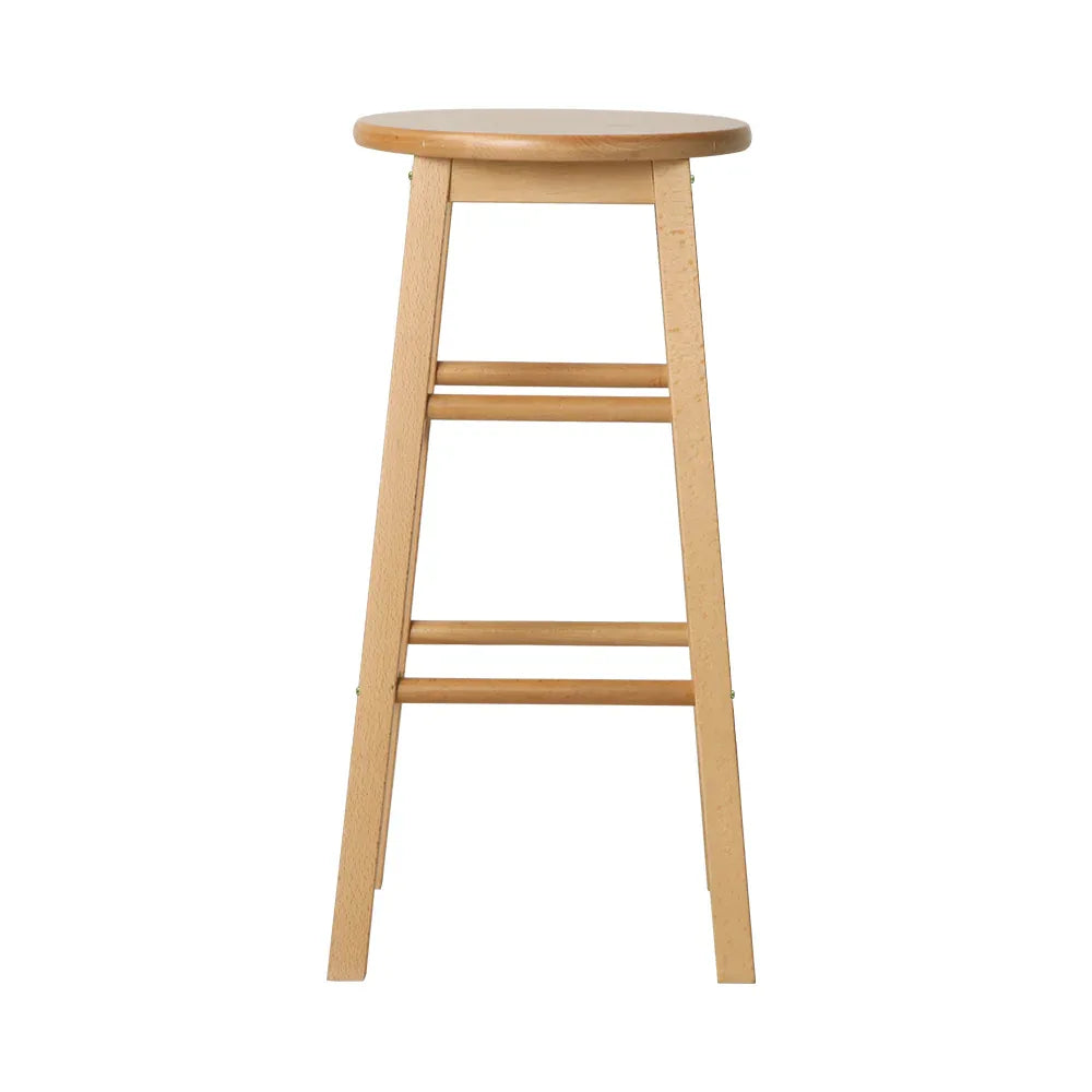 Artiss 2x Bar Stools Round Chairs Wooden Nature - Mekamart Australia