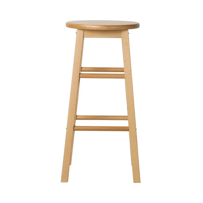 Artiss 2x Bar Stools Round Chairs Wooden Nature - Mekamart Australia