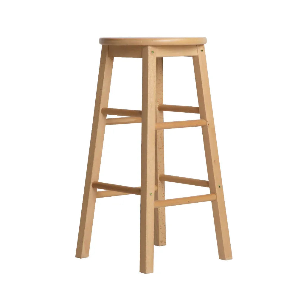 Artiss 2x Bar Stools Round Chairs Wooden Nature - Mekamart Australia